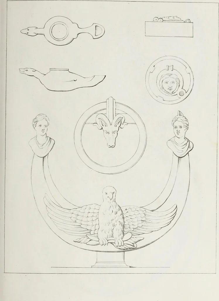 An illustration from Raccolta de' piu belli ed interessanti dipinti, musaici ed altri monumenti rinvenuti negli scavi di Ercolano, di Pompei, e di Stabia, che ammiransi nel Museo nazionale.., 1876, leaf 106