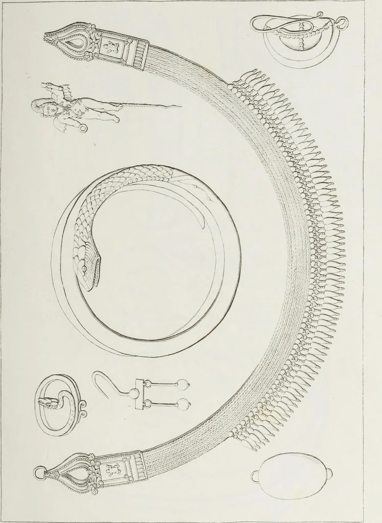 An illustration from Raccolta de' piu belli ed interessanti dipinti, musaici ed altri monumenti rinvenuti negli scavi di Ercolano, di Pompei, e di Stabia, che ammiransi nel Museo nazionale.., 1876, leaf 110