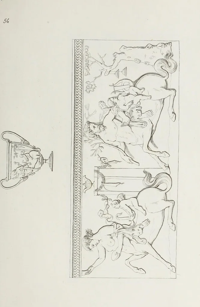 An illustration from Raccolta de' piu belli ed interessanti dipinti, musaici ed altri monumenti rinvenuti negli scavi di Ercolano, di Pompei, e di Stabia, che ammiransi nel Museo nazionale.., 1876, leaf 114