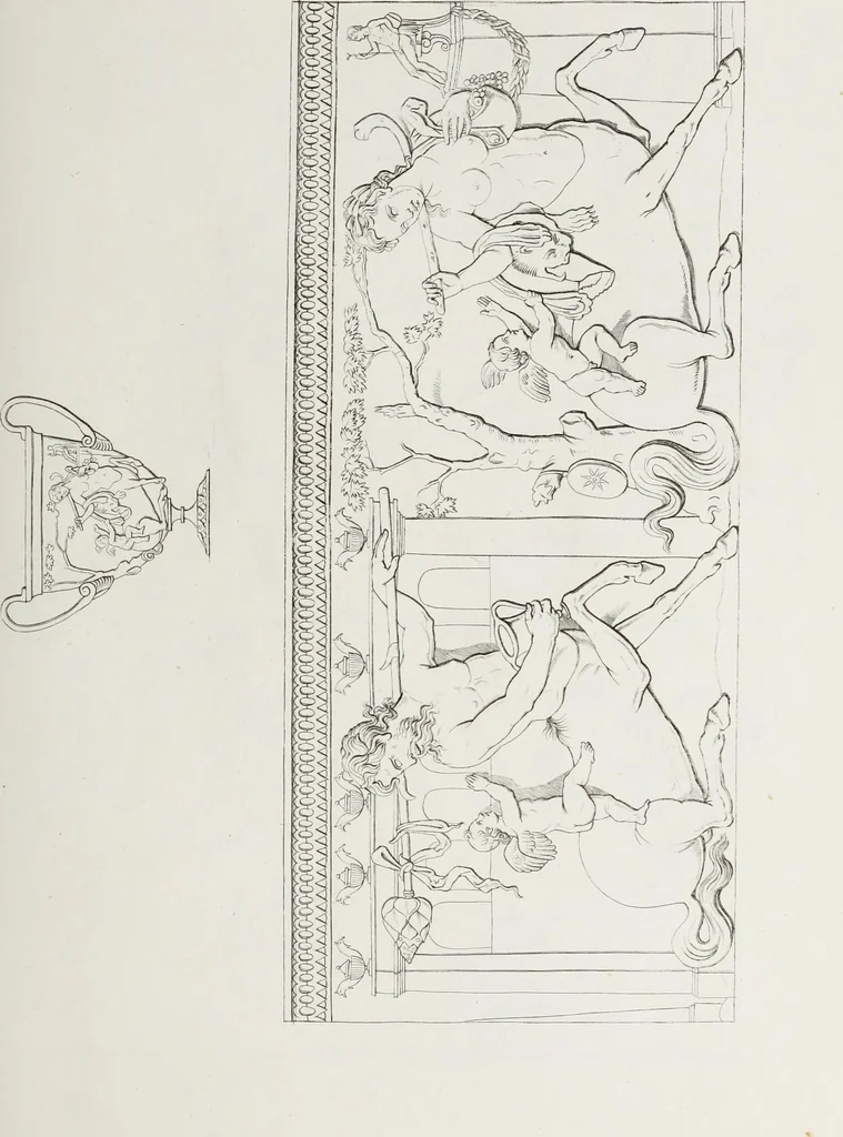 An illustration from Raccolta de' piu belli ed interessanti dipinti, musaici ed altri monumenti rinvenuti negli scavi di Ercolano, di Pompei, e di Stabia, che ammiransi nel Museo nazionale.., 1876, leaf 116