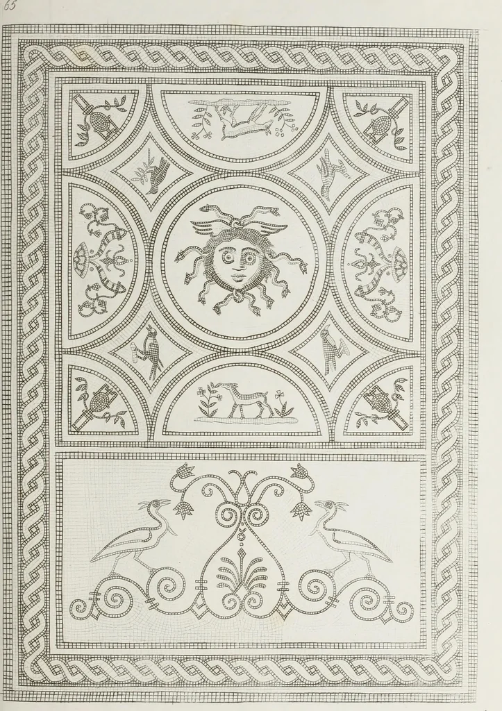 An illustration from Raccolta de' piu belli ed interessanti dipinti, musaici ed altri monumenti rinvenuti negli scavi di Ercolano, di Pompei, e di Stabia, che ammiransi nel Museo nazionale.., 1876, leaf 136
