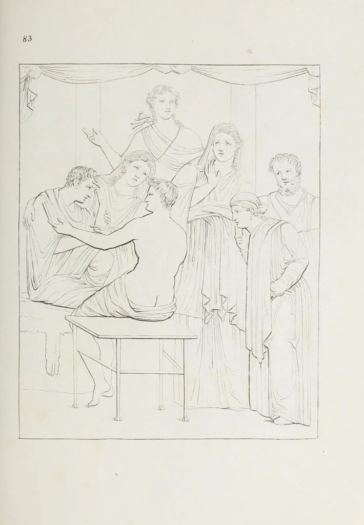 An illustration from Raccolta de' piu belli ed interessanti dipinti, musaici ed altri monumenti rinvenuti negli scavi di Ercolano, di Pompei, e di Stabia, che ammiransi nel Museo nazionale.., 1876, leaf 172