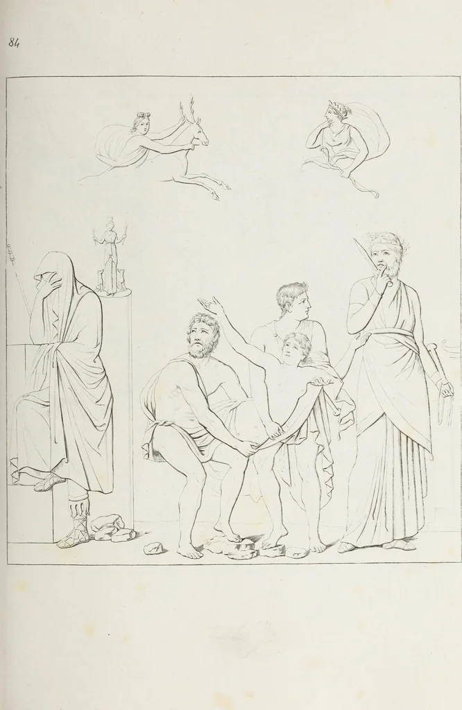 An illustration from Raccolta de' piu belli ed interessanti dipinti, musaici ed altri monumenti rinvenuti negli scavi di Ercolano, di Pompei, e di Stabia, che ammiransi nel Museo nazionale.., 1876, leaf 174