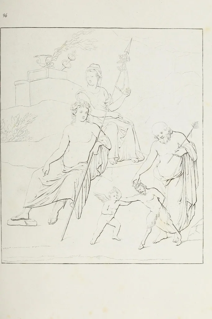 An illustration from Raccolta de' piu belli ed interessanti dipinti, musaici ed altri monumenti rinvenuti negli scavi di Ercolano, di Pompei, e di Stabia, che ammiransi nel Museo nazionale.., 1876, leaf 198