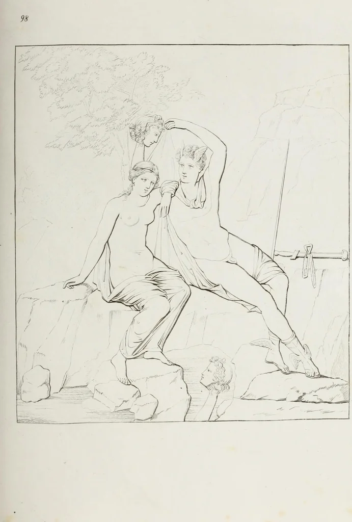 An illustration from Raccolta de' piu belli ed interessanti dipinti, musaici ed altri monumenti rinvenuti negli scavi di Ercolano, di Pompei, e di Stabia, che ammiransi nel Museo nazionale.., 1876, leaf 202