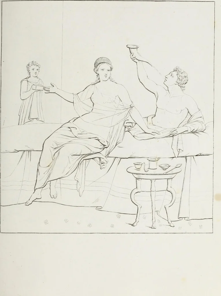 An illustration from Raccolta de' piu belli ed interessanti dipinti, musaici ed altri monumenti rinvenuti negli scavi di Ercolano, di Pompei, e di Stabia, che ammiransi nel Museo nazionale.., 1876, leaf 204