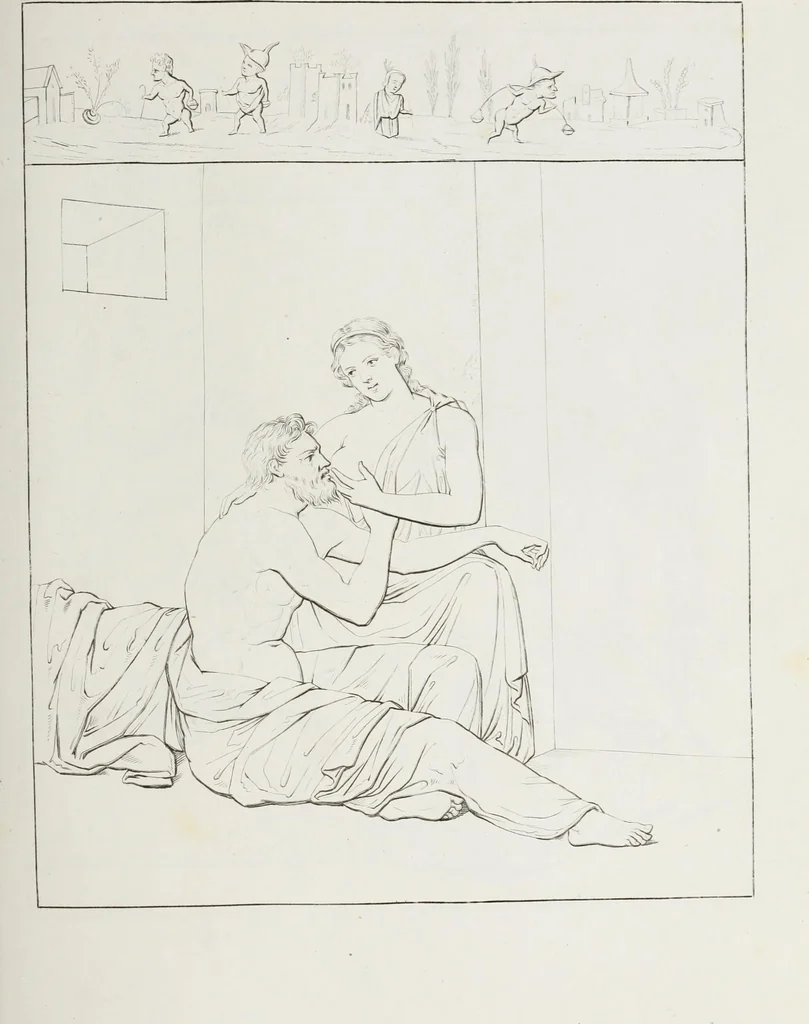 An illustration from Raccolta de' piu belli ed interessanti dipinti, musaici ed altri monumenti rinvenuti negli scavi di Ercolano, di Pompei, e di Stabia, che ammiransi nel Museo nazionale.., 1876, leaf 208