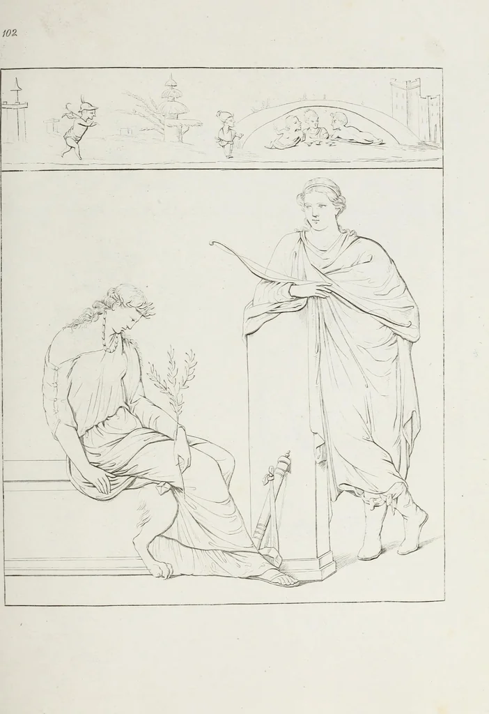 An illustration from Raccolta de' piu belli ed interessanti dipinti, musaici ed altri monumenti rinvenuti negli scavi di Ercolano, di Pompei, e di Stabia, che ammiransi nel Museo nazionale.., 1876, leaf 210