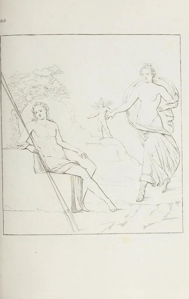 An illustration from Raccolta de' piu belli ed interessanti dipinti, musaici ed altri monumenti rinvenuti negli scavi di Ercolano, di Pompei, e di Stabia, che ammiransi nel Museo nazionale.., 1876, leaf 216