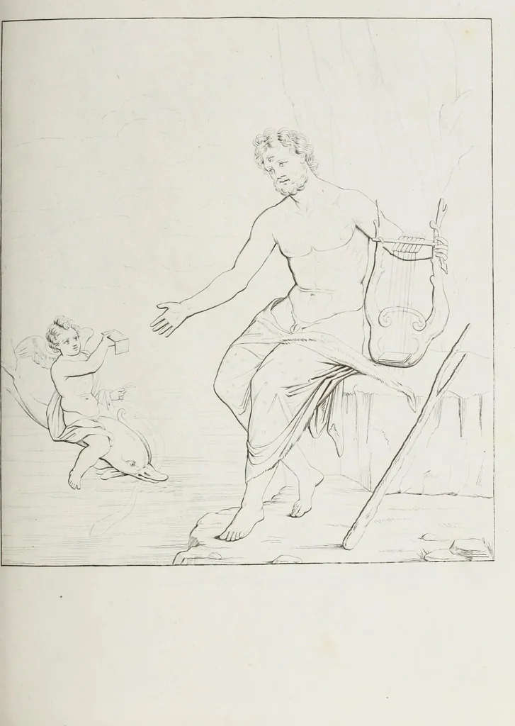 An illustration from Raccolta de' piu belli ed interessanti dipinti, musaici ed altri monumenti rinvenuti negli scavi di Ercolano, di Pompei, e di Stabia, che ammiransi nel Museo nazionale.., 1876, leaf 218