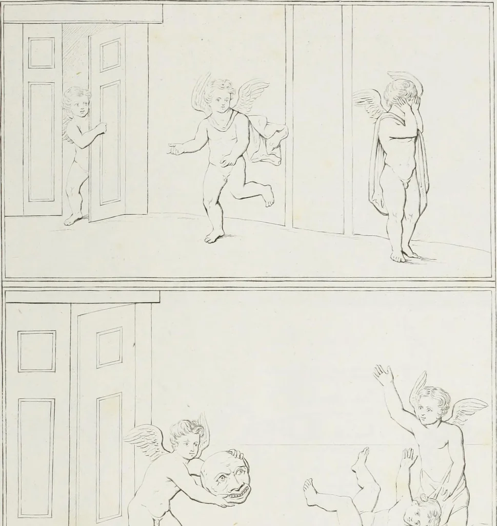 An illustration from Raccolta de' piu belli ed interessanti dipinti, musaici ed altri monumenti rinvenuti negli scavi di Ercolano, di Pompei, e di Stabia, che ammiransi nel Museo nazionale.., 1876, leaf 276