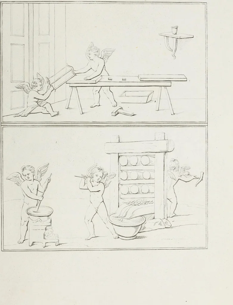 An illustration from Raccolta de' piu belli ed interessanti dipinti, musaici ed altri monumenti rinvenuti negli scavi di Ercolano, di Pompei, e di Stabia, che ammiransi nel Museo nazionale.., 1876, leaf 278