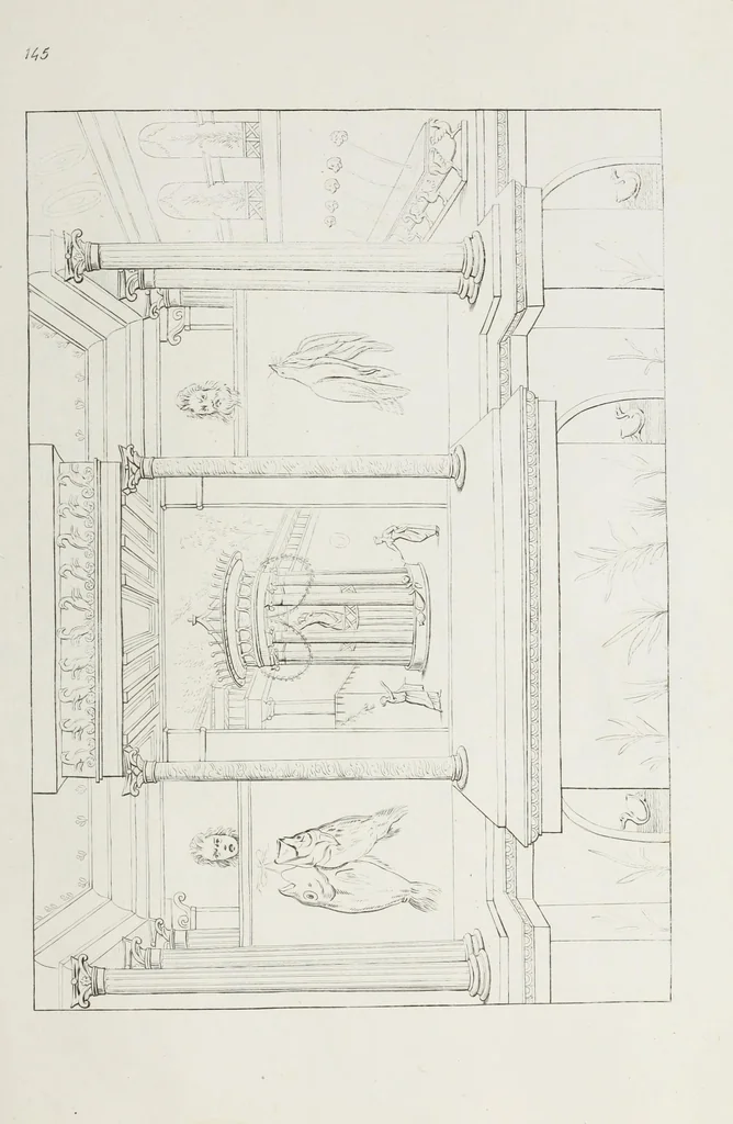 An illustration from Raccolta de' piu belli ed interessanti dipinti, musaici ed altri monumenti rinvenuti negli scavi di Ercolano, di Pompei, e di Stabia, che ammiransi nel Museo nazionale.., 1876, leaf 296
