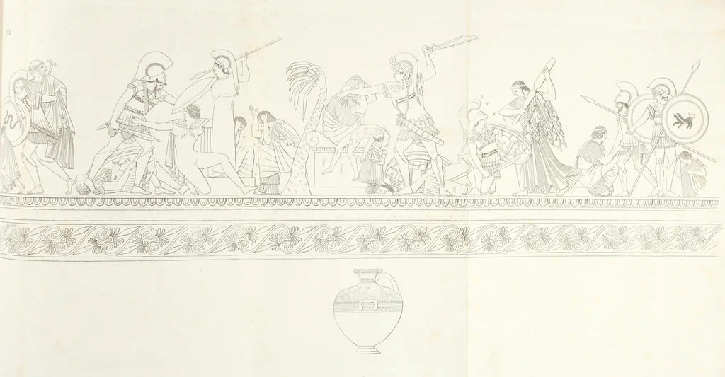 An illustration from Raccolta de' piu belli ed interessanti dipinti, musaici ed altri monumenti rinvenuti negli scavi di Ercolano, di Pompei, e di Stabia, che ammiransi nel Museo nazionale.., 1876, leaf 316