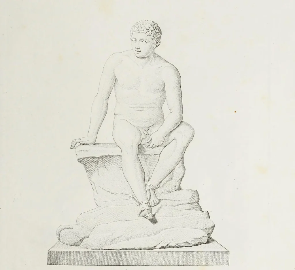 An illustration from Raccolta de' piu belli ed interessanti dipinti, musaici ed altri monumenti rinvenuti negli scavi di Ercolano, di Pompei, e di Stabia, che ammiransi nel Museo nazionale.., 1876, leaf 52