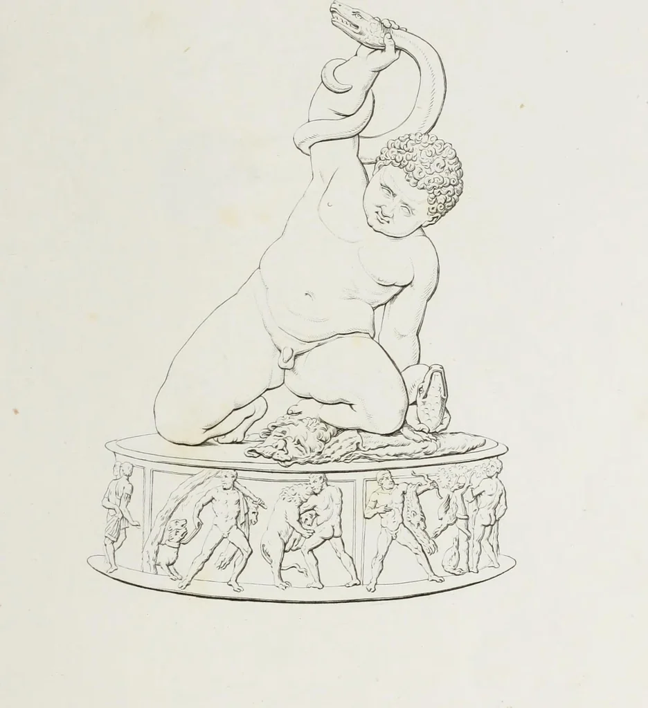 An illustration from Raccolta de' piu belli ed interessanti dipinti, musaici ed altri monumenti rinvenuti negli scavi di Ercolano, di Pompei, e di Stabia, che ammiransi nel Museo nazionale.., 1876, leaf 72