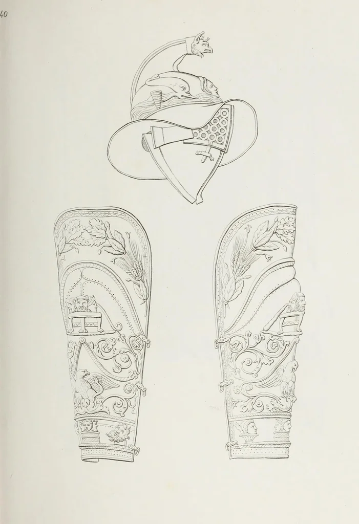 An illustration from Raccolta de' piu belli ed interessanti dipinti, musaici ed altri monumenti rinvenuti negli scavi di Ercolano, di Pompei, e di Stabia, che ammiransi nel Museo nazionale.., 1876, leaf 86