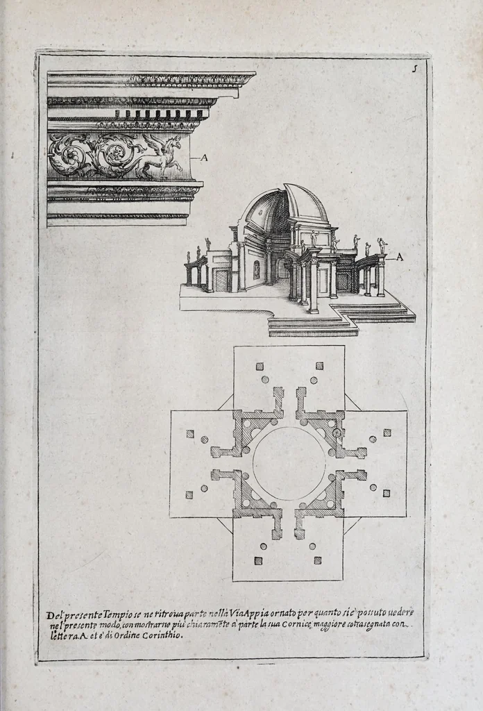 An illustration from Raccolta de' tempij et sepolcri disegnati dall'antico, 1638, leaf 11