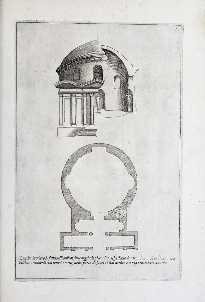An illustration from Raccolta de' tempij et sepolcri disegnati dall'antico, 1638, leaf 15
