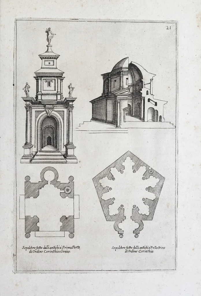 An illustration from Raccolta de' tempij et sepolcri disegnati dall'antico, 1638, leaf 43