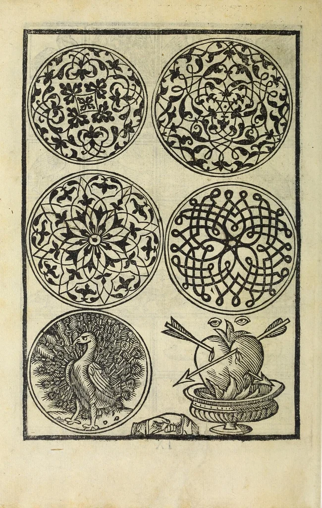 An illustration from Raccolta de tvtti i ritratti & disegni di ricchami : che in Alemagna, in Frãcia, & in Italia si sono trouati, con piu altri aggionti, & nuouamente stampati, 1532, leaf 28