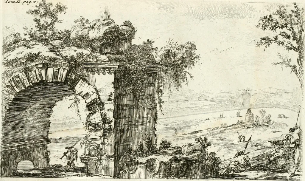 An illustration from Raccolta di 50 vedute antiche, e moderne della città di Roma e sue vicinanze, 1827, leaf 54
