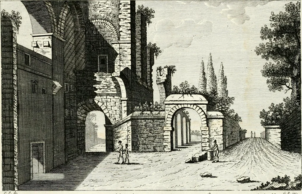 An illustration from Raccolta di 50 vedute antiche, e moderne della città di Roma e sue vicinanze, 1827, leaf 78