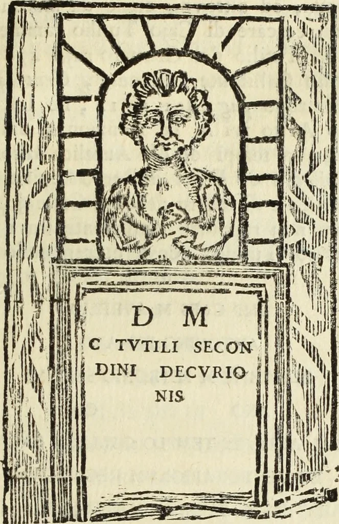 An illustration from Raccolta di diverse antiche inscrizioni e medaglie epitalamiche : ritrovate negli stati di S.S.R.M. il Re di Sardegna : e due dissertazioni sopra un antico turibolo, e campanello, 1781, leaf 64