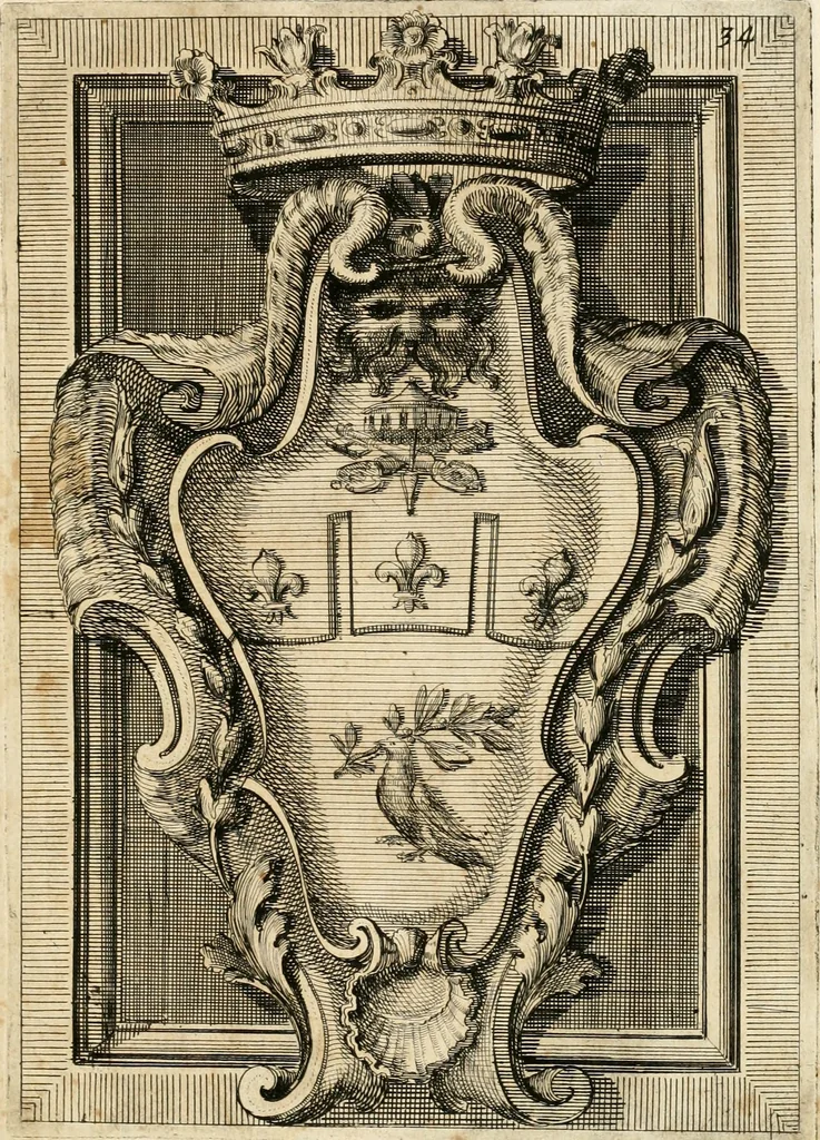 An illustration from Raccolta di varie targhe di Roma fatte da professori primarj, disegnate, ed intagliate da Filippo Juvarra, architetto, 1711, leaf 72