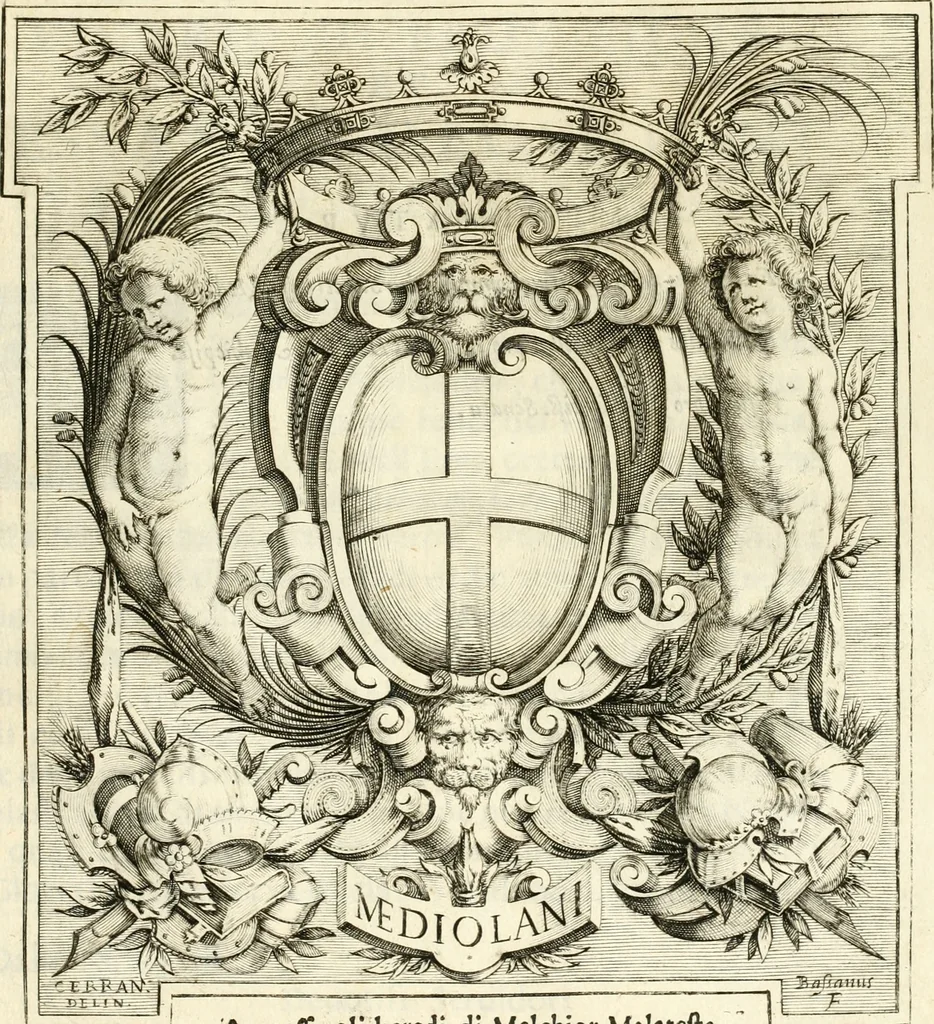 An illustration from Racconto delle pvbliche allegrezze fatte dalla citta di Milano alli iv. febraro MDCXXX. per la felice nascita del sereniss. primogenito di Spagna Baldasar Carlo Dominico, 1630, leaf 8