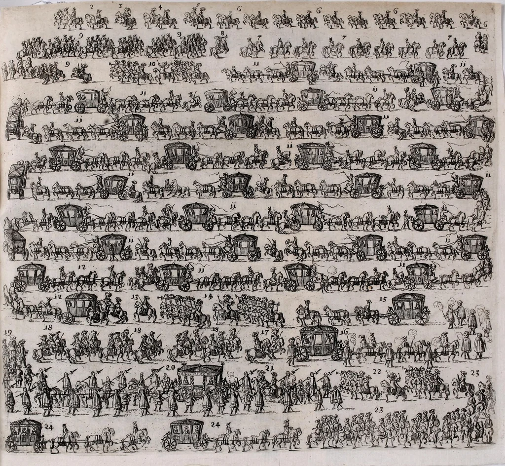 An illustration from Racconto historico del felicissimo maritaggio delle Sacre Cesaree Reali Maesta di Leopoldo et Eleonora Maddalena Teresa principessa nata di Neoburg sempre augusti, 1677, leaf 43