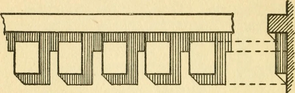 An illustration from Radford's architectural drawing : complete guide to work of architect's office, drawing to scale--tracing--detailing--designing --classic order of architecture. A complete and thorough course, clearly written and beautifully illustrated; suited alike to individual study and class instruction, 1912, leaf 103