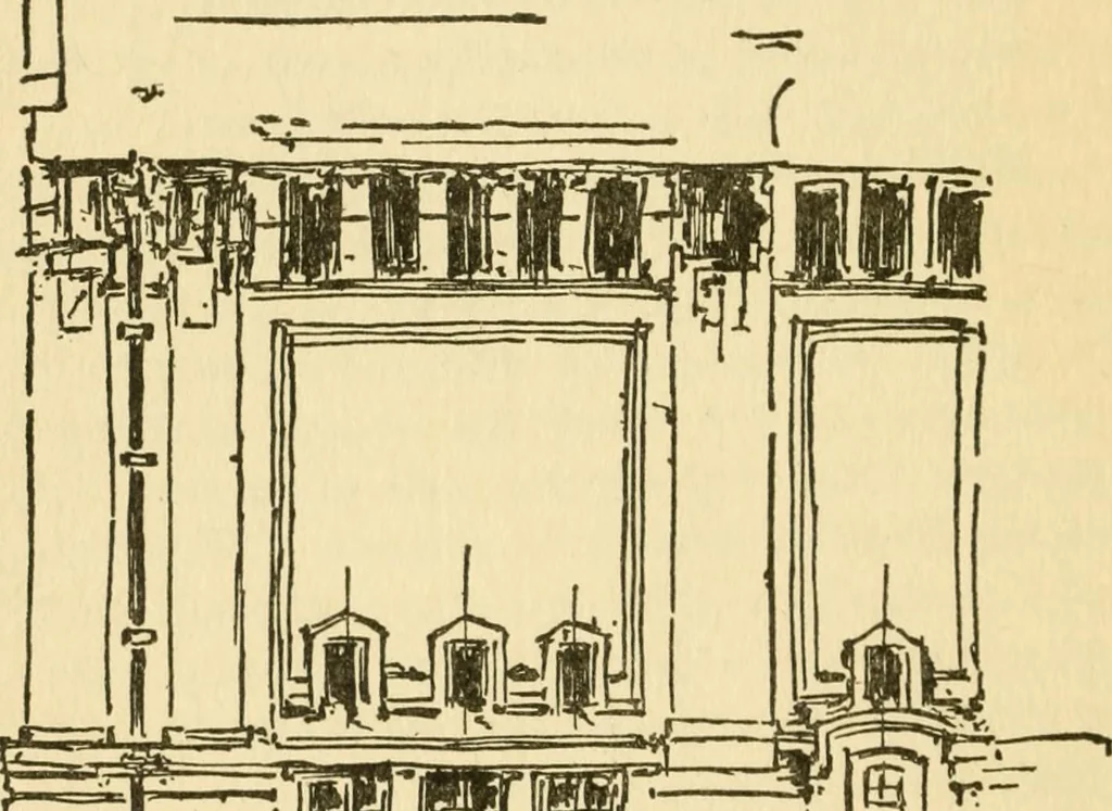 An illustration from Radford's architectural drawing : complete guide to work of architect's office, drawing to scale--tracing--detailing--designing --classic order of architecture. A complete and thorough course, clearly written and beautifully illustrated; suited alike to individual study and class instruction, 1912, leaf 145