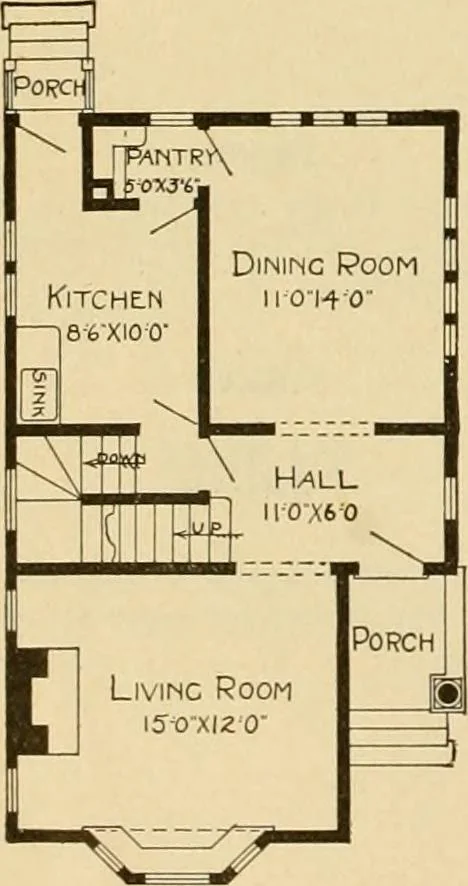 An illustration from Radford's artistic bungalows : unique collection of 208 designs, best modern ideas in bungalow architecture., 1908, leaf 101
