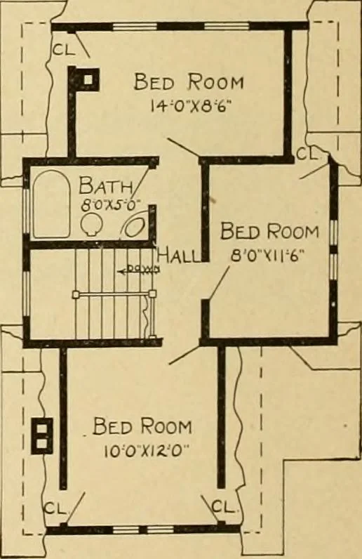 An illustration from Radford's artistic bungalows : unique collection of 208 designs, best modern ideas in bungalow architecture., 1908, leaf 101