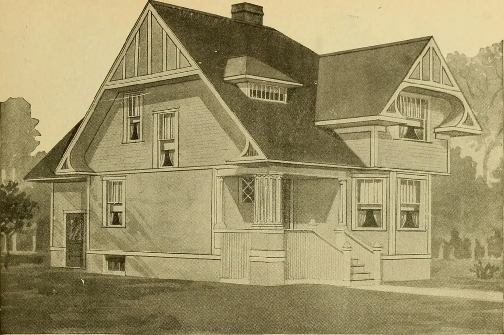 An illustration from Radford's artistic bungalows : unique collection of 208 designs, best modern ideas in bungalow architecture., 1908, leaf 102