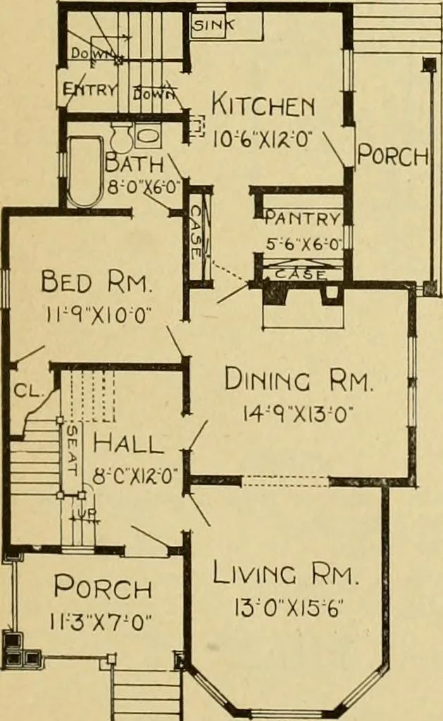 An illustration from Radford's artistic bungalows : unique collection of 208 designs, best modern ideas in bungalow architecture., 1908, leaf 102