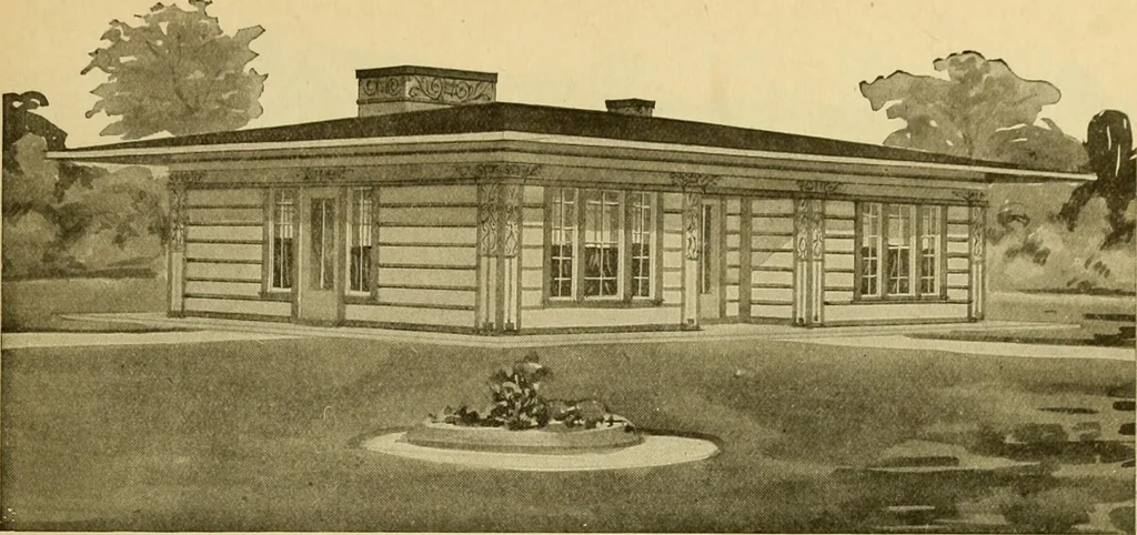 An illustration from Radford's artistic bungalows : unique collection of 208 designs, best modern ideas in bungalow architecture., 1908, leaf 104
