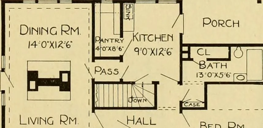 An illustration from Radford's artistic bungalows : unique collection of 208 designs, best modern ideas in bungalow architecture., 1908, leaf 104