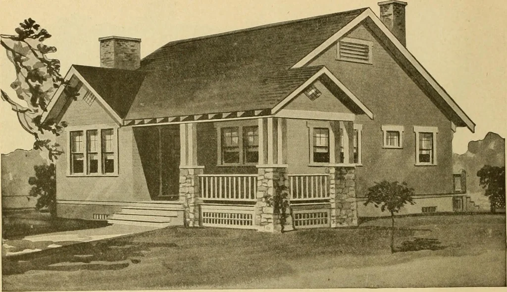 An illustration from Radford's artistic bungalows : unique collection of 208 designs, best modern ideas in bungalow architecture., 1908, leaf 105