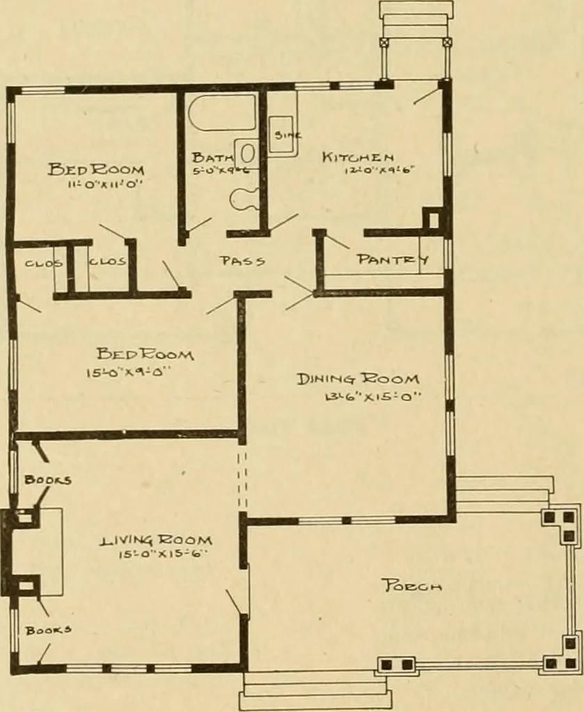 An illustration from Radford's artistic bungalows : unique collection of 208 designs, best modern ideas in bungalow architecture., 1908, leaf 105