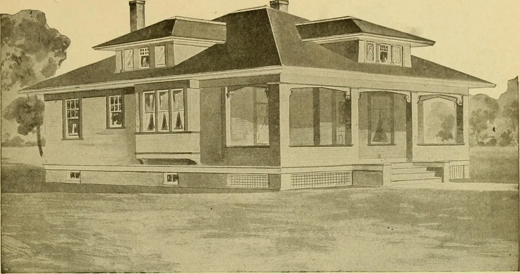 An illustration from Radford's artistic bungalows : unique collection of 208 designs, best modern ideas in bungalow architecture., 1908, leaf 106