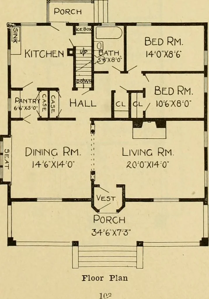 An illustration from Radford's artistic bungalows : unique collection of 208 designs, best modern ideas in bungalow architecture., 1908, leaf 106