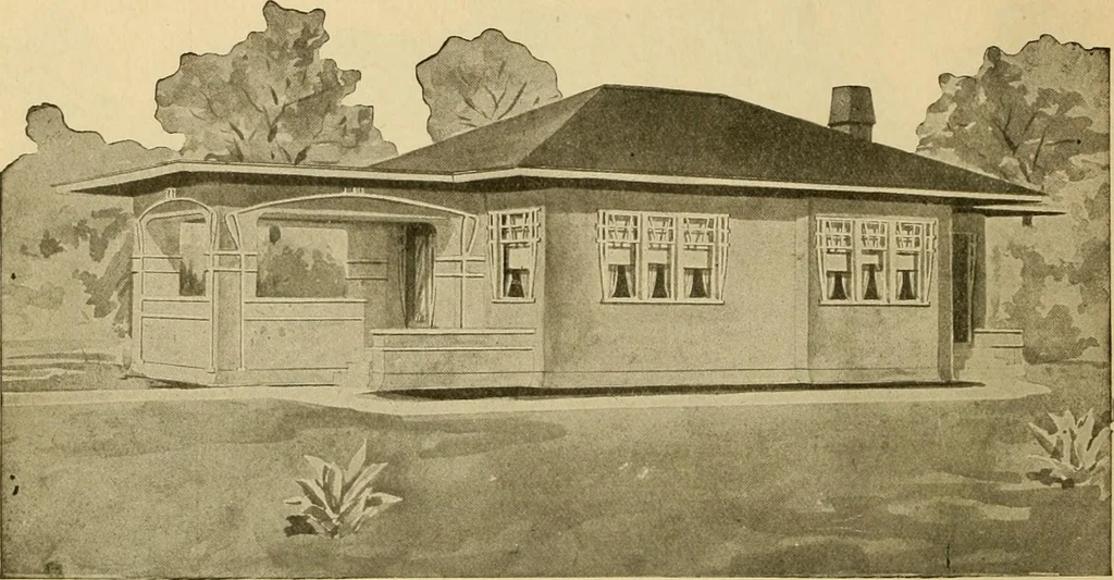 An illustration from Radford's artistic bungalows : unique collection of 208 designs, best modern ideas in bungalow architecture., 1908, leaf 107
