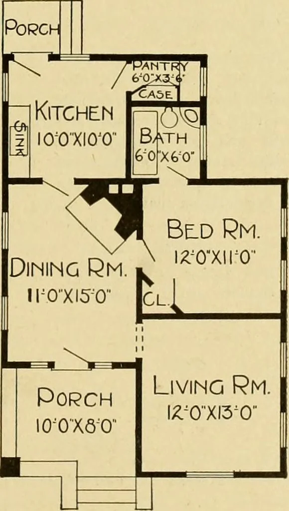 An illustration from Radford's artistic bungalows : unique collection of 208 designs, best modern ideas in bungalow architecture., 1908, leaf 108