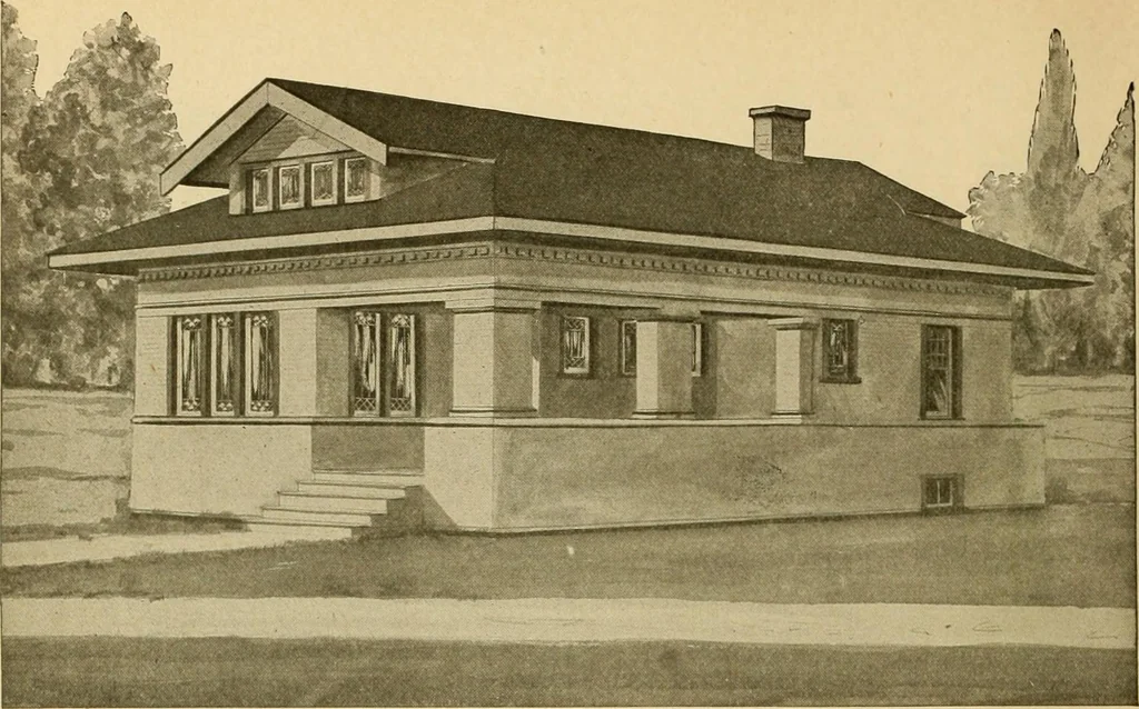 An illustration from Radford's artistic bungalows : unique collection of 208 designs, best modern ideas in bungalow architecture., 1908, leaf 109
