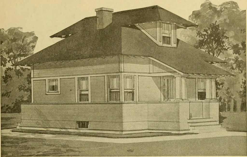 An illustration from Radford's artistic bungalows : unique collection of 208 designs, best modern ideas in bungalow architecture., 1908, leaf 110