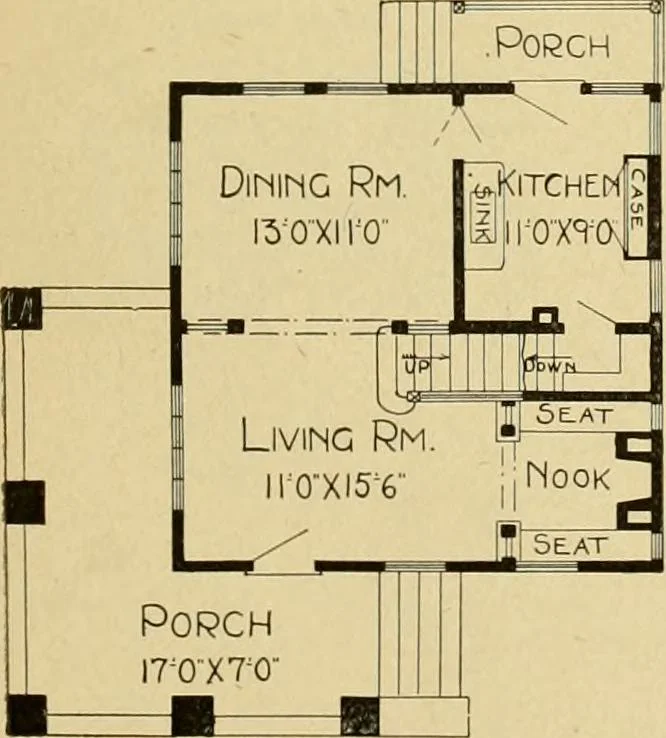 An illustration from Radford's artistic bungalows : unique collection of 208 designs, best modern ideas in bungalow architecture., 1908, leaf 114