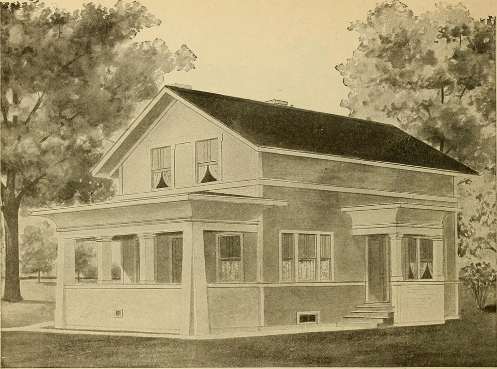 An illustration from Radford's artistic bungalows : unique collection of 208 designs, best modern ideas in bungalow architecture., 1908, leaf 117