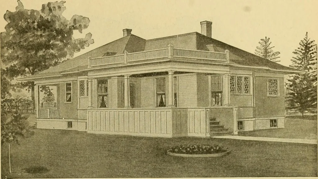 An illustration from Radford's artistic bungalows : unique collection of 208 designs, best modern ideas in bungalow architecture., 1908, leaf 120